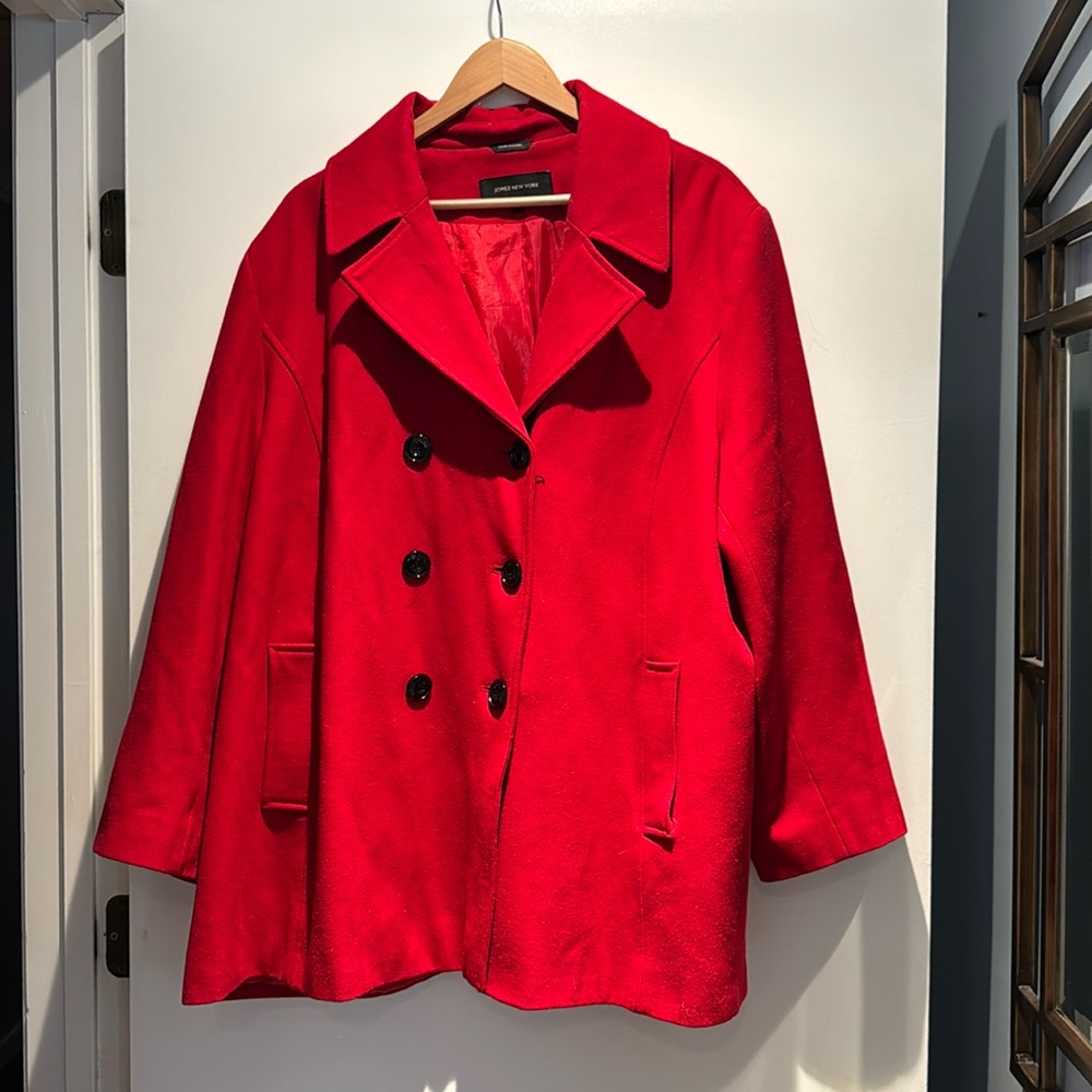 Red Jones New York Pea Coat - Size 24